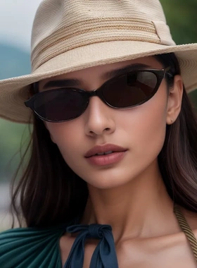 欧美复古椭圆小框太阳镜女士户外时尚穿搭墨镜男个性嘻哈辣妹眼镜