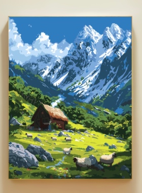 治愈雪山数字油画0基础DIY