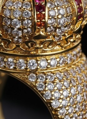 欧美嘻哈旋转皇冠满钻霸气指戒