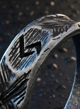 暗黑废土维京符文钛钢不掉色戒指