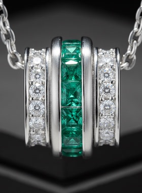 吊坠祖母绿S925锁骨链