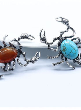 天然水晶玛瑙石蝎子吊坠胸针两用