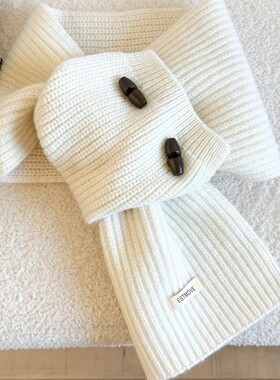 牛角扣纯色围巾新款懒人插口围巾女秋冬季韩系简约百搭针织小围脖