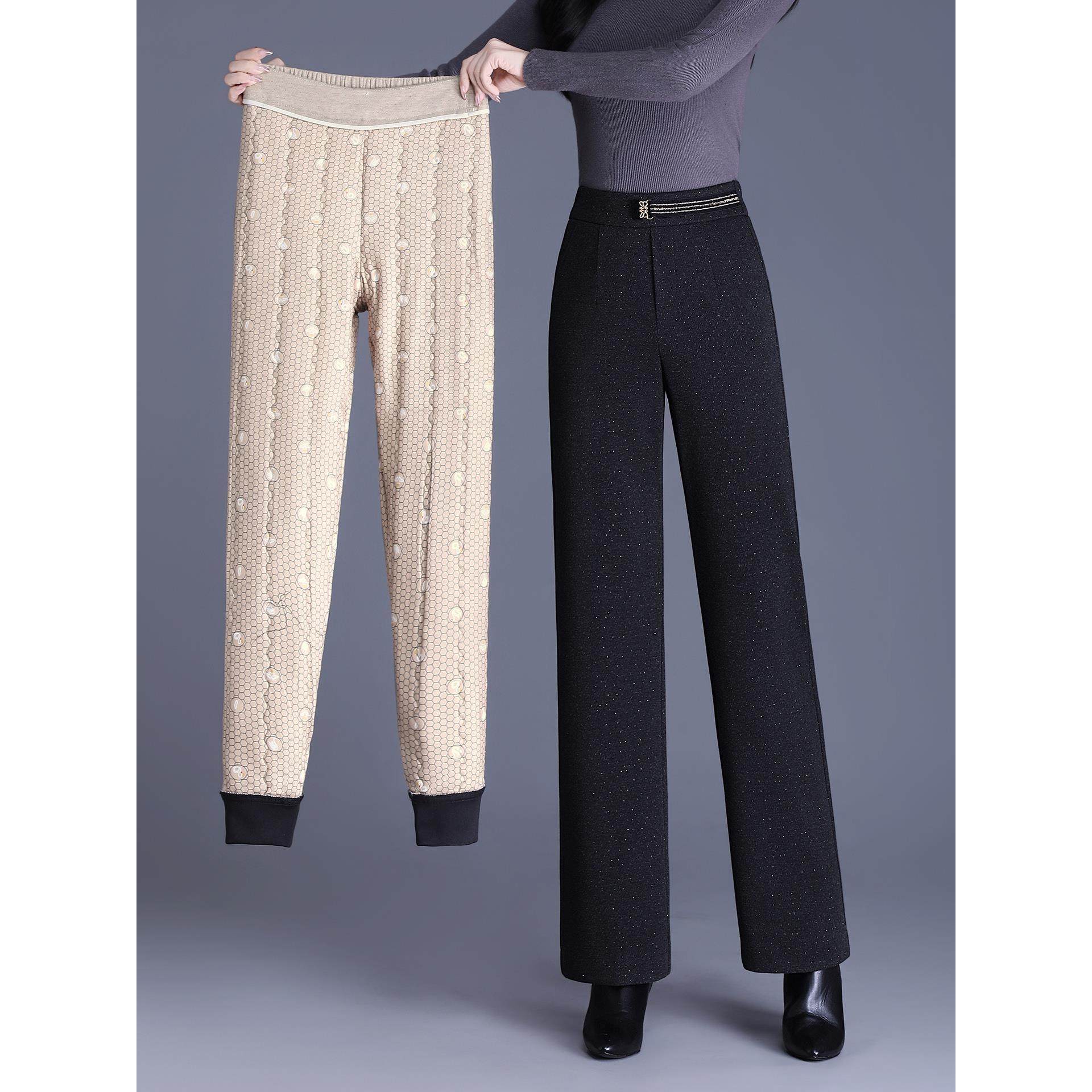 蚕丝棉裤女冬季外穿加厚保暖妈妈裤子宽松显瘦直筒毛呢窄版阔腿裤,淘宝优惠券,粉丝福利购,淘宝优惠卷