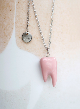 ifu原创陶瓷首饰牙牙粉色项链