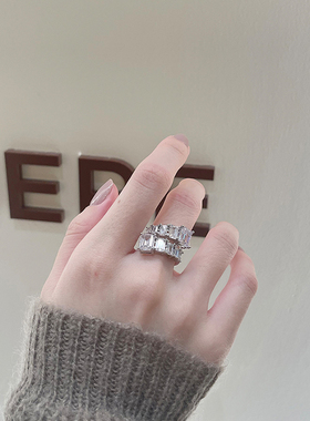 戒指微镶开口戒指百搭复古简约女