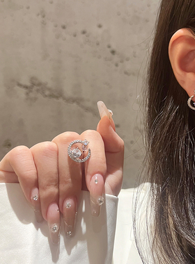 FRIDAY JEWELRY锆石微镶精致小巧气质百搭星月小耳饰耳环耳钉银针