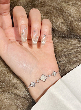 FRIDAY JEWELRY定制款气质百搭复古花朵彩贝锆石简约个性手环手链