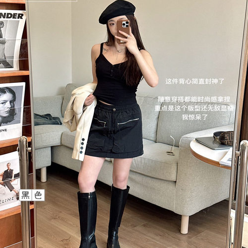 V领吊带背心女春季2025新款带胸垫遮副乳内搭小个子美背打底6610 - 图3