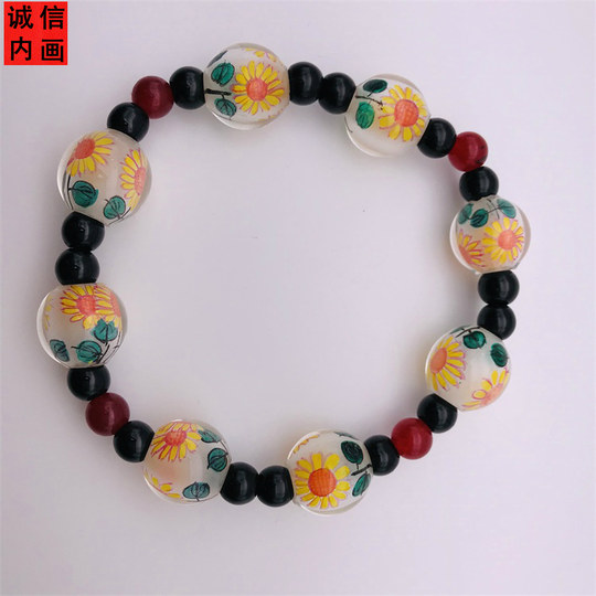 Pintura interior honesta, pintura interior pura pintada a mano, pulsera de cristal, cadena de suéter para novia, madre y otros buenos regalos.