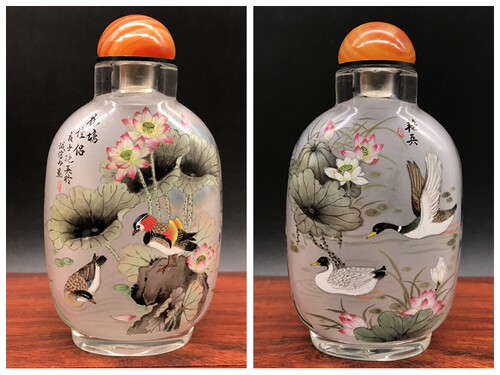 诚信内画鼻烟壶八仙过海 纯手工 瓶内画 衡水特色工艺礼品摆件 - 图1