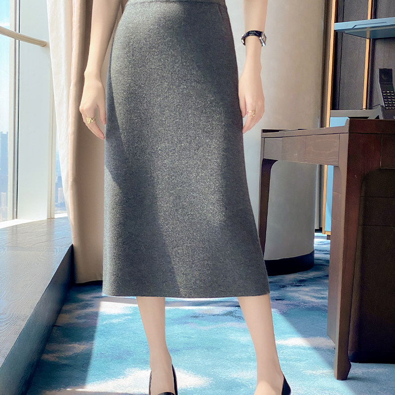 100%纯羊毛针织半身裙女高腰显瘦包臀一步裙子中长款四平裙纯色,淘宝优惠券,粉丝福利购,淘宝优惠卷
