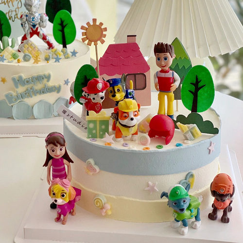 烘焙蛋糕装饰摆件狗狗队长男孩小孩宝宝狗狗生日蛋糕插件插牌网红 - 图0