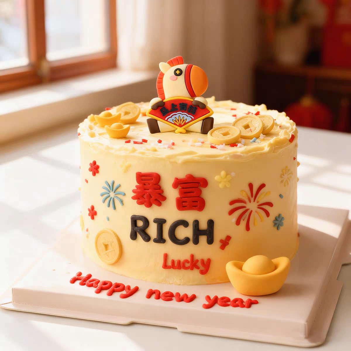 2026新年蛋糕装饰跨年马年元旦春节甜品装扮卡通可爱小马玩偶摆件,淘宝优惠券,粉丝福利购,淘宝优惠卷