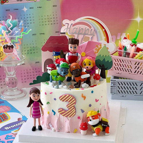 烘焙蛋糕装饰摆件狗狗队长男孩小孩宝宝狗狗生日蛋糕插件插牌网红 - 图1