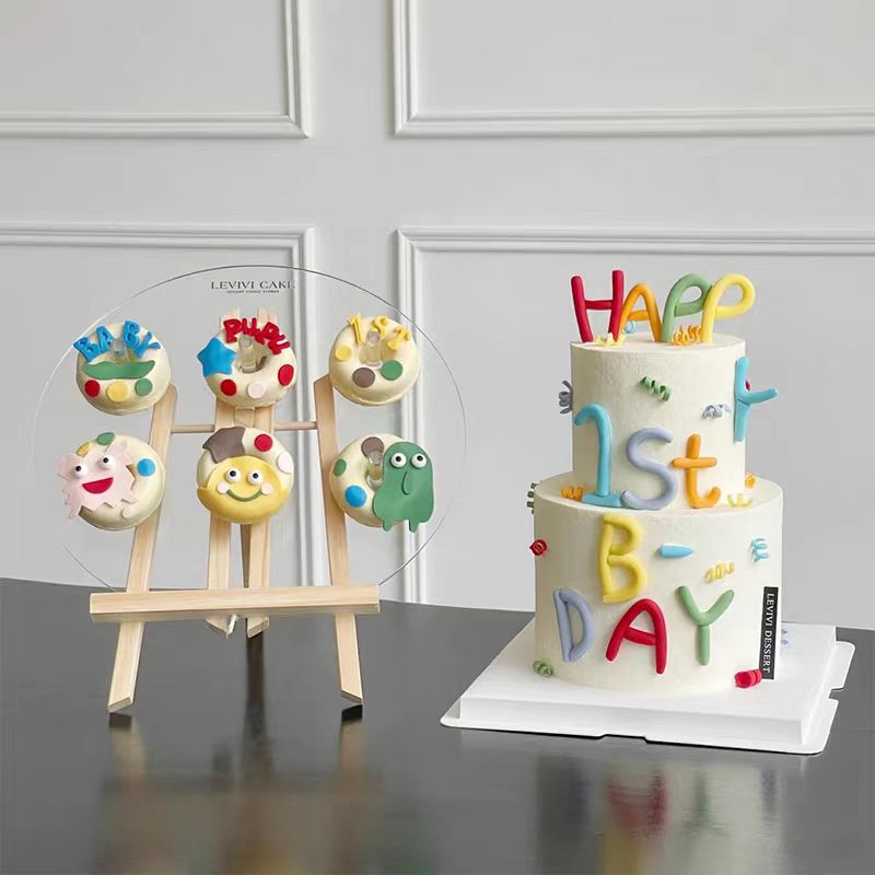 网红彩色字母满月百日插件烘焙模具同款多巴胺生日纸杯蛋糕装饰 - 图2