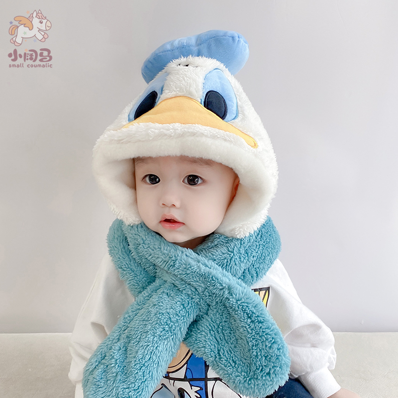 儿童帽子秋冬季围巾一体韩版宝宝护耳男童冬天婴儿婴幼儿可爱超萌