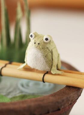 日本制 职人手作 和の风诗物 季节の装饰和纸张子置物 睡莲蛙钵