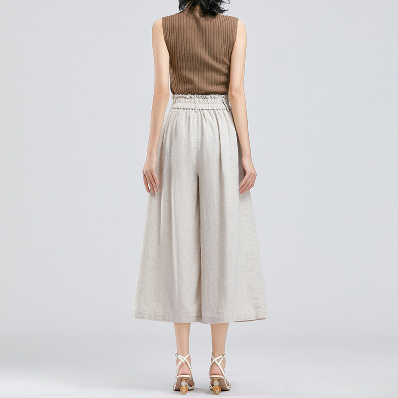 亚麻高腰垂感2023新款花苞棉麻裙裤 暴雪服饰休闲裤