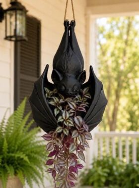 跨境新品Hanging Bat Plant Pot悬挂蝙蝠造型花盆 庭院植物盆栽饰