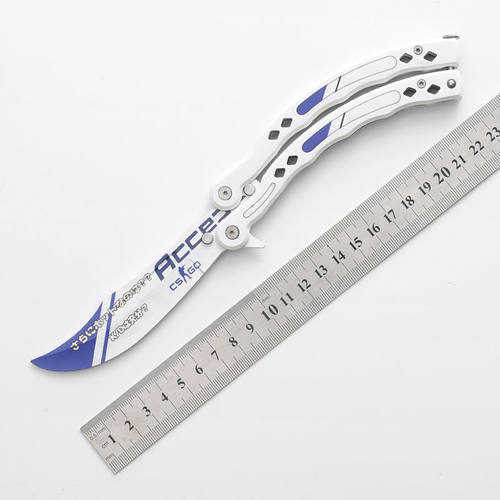 csgo游戏刀蝴蝶甩手刀便携折叠刀户外露营练习刀玩具刀全钢未开刃 - 图3