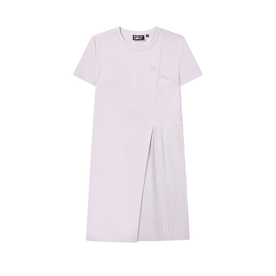 FILA斐乐女子针织连衣裙夏季一片式圆领时尚休闲连身裙