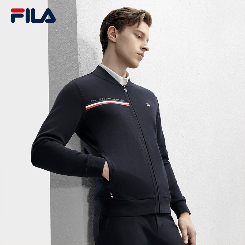 FILA 斐乐官方男士针织长袖外套2024春季新款时尚休闲棒球领上衣,淘宝优惠券,粉丝福利购,淘宝优惠卷