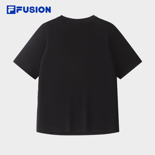 FILA FUSION斐乐潮牌女子针织短袖衫2026夏新款时尚修身小V领T恤 - 图1
