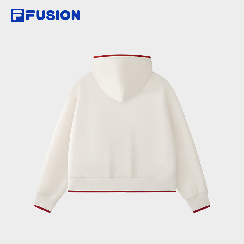 FILA FUSION斐乐潮牌女子连帽卫衣2026春季新款撞色刺绣针织上衣,淘宝优惠券,粉丝福利购,淘宝优惠卷