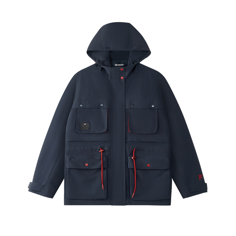 FILA FUSION斐乐潮牌梭织外套女2025冬新款休闲宽松连帽工装上衣,淘宝优惠券,粉丝福利购,淘宝优惠卷