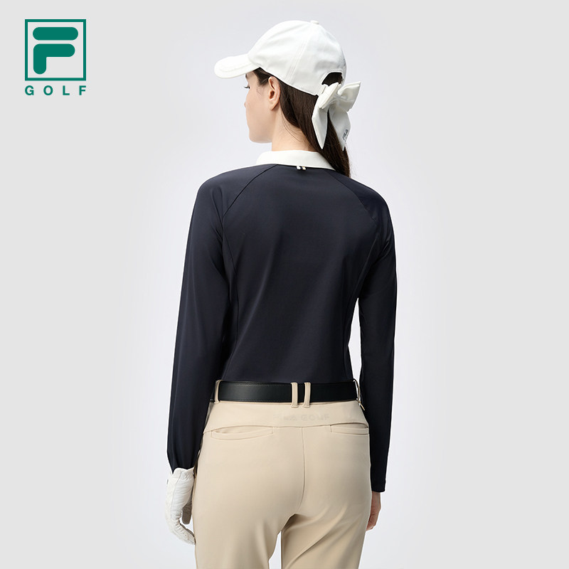 FILA 斐乐官方女子针织长袖POLO衫2024冬新款高尔夫运动防晒上衣,淘宝优惠券,粉丝福利购,淘宝优惠卷