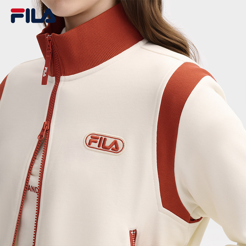 FILA 斐乐官方女士针织长袖外套2025冬新款时尚休闲舒适拼色上衣,淘宝优惠券,粉丝福利购,淘宝优惠卷
