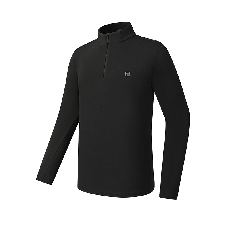 FILA 斐乐官方男子针织长袖上衣2025冬季新款健身运动加绒基础长T - 图3