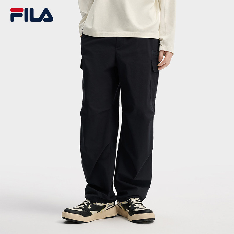 FILA 斐乐官方男士梭织长裤2026春季新款时尚休闲舒适工装裤伞裤 - 图0