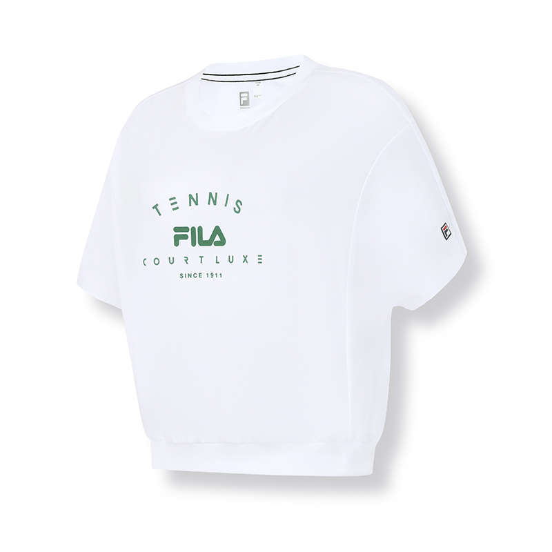 FILA斐乐官方女子短袖T恤2023秋季新款宽松简约圆领网球运动上衣 - 图3