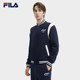 FILA 斐乐官方男士针织长袖外套2024冬季新款时尚休闲拼色棒球服