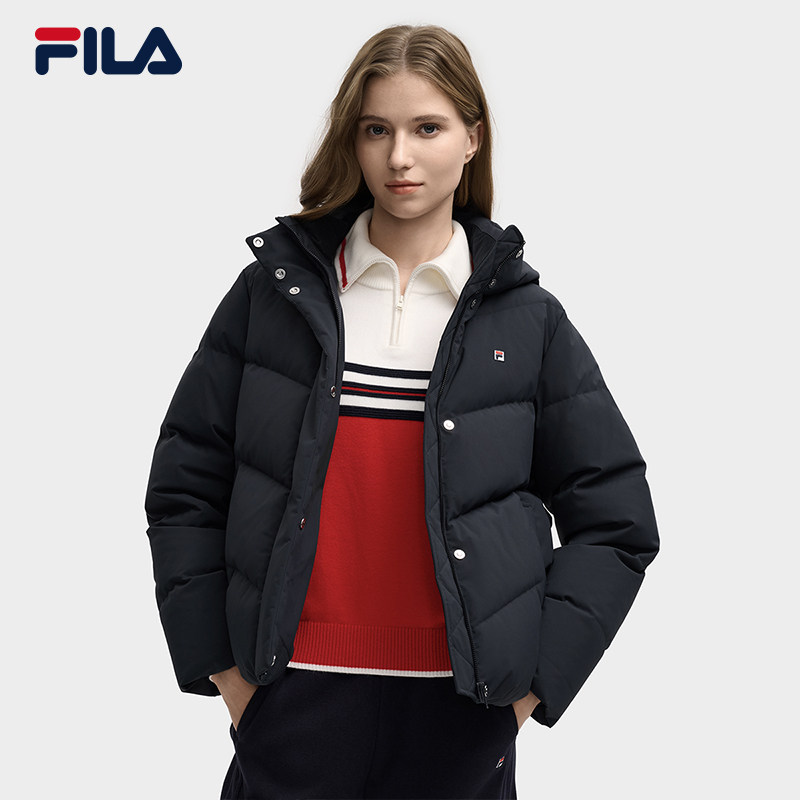 FILA 斐乐官方女士羽绒服2025冬季新款基础简约休闲保暖连帽外套