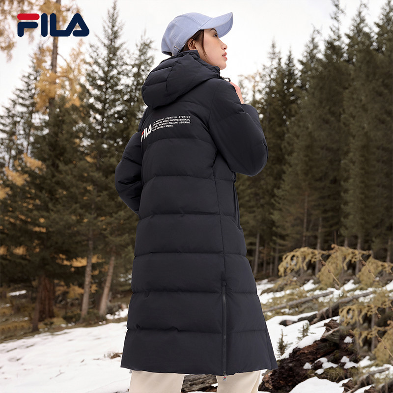 FILA斐乐女羽绒服冬季连帽保暖时尚中长款舒适过膝百搭运动羽绒服,淘宝优惠券,粉丝福利购,淘宝优惠卷
