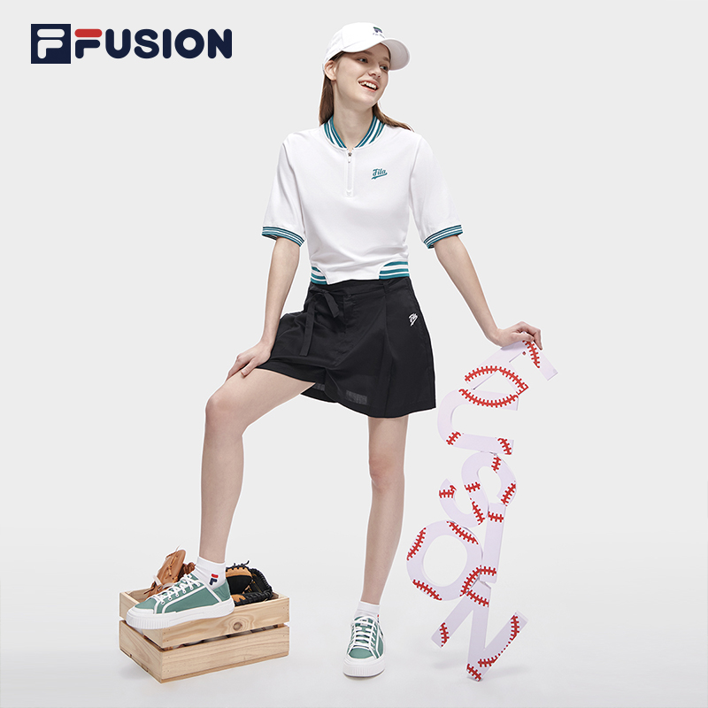 FILA FUSION斐乐潮牌短袖POLO衫女2023夏新款棒球领运动休闲上衣 - 图2