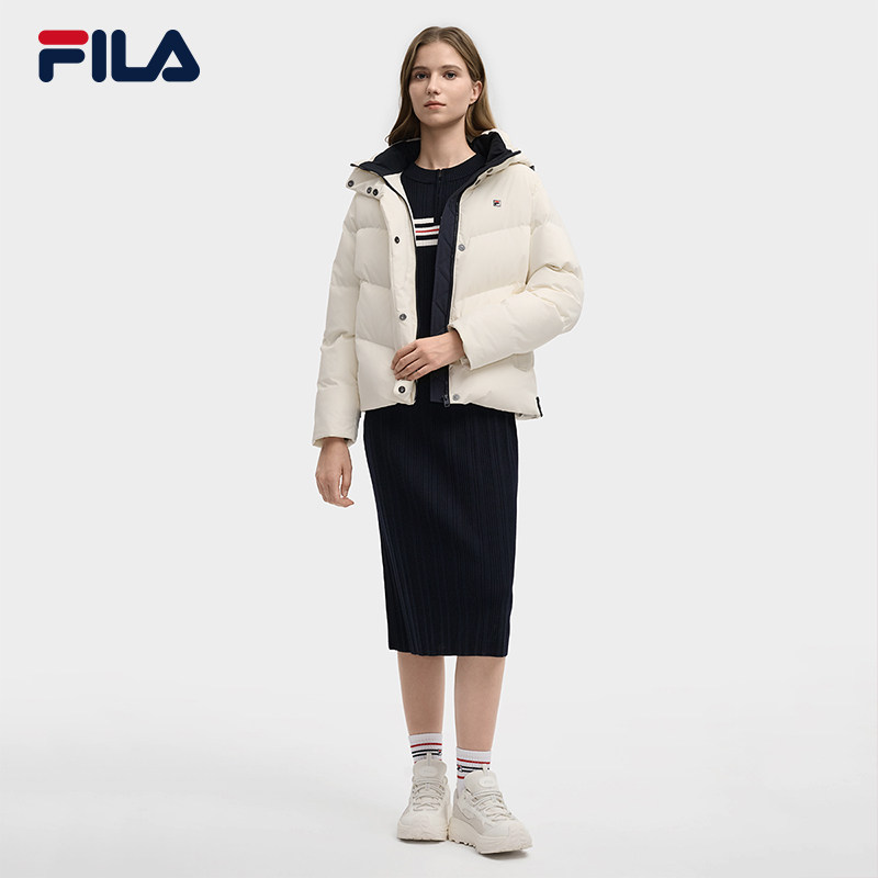 FILA 斐乐官方女士羽绒服2025冬季新款基础简约休闲保暖连帽外套