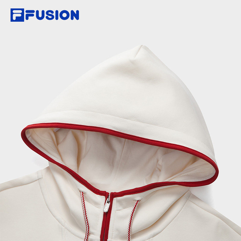 FILA FUSION斐乐潮牌女子连帽卫衣2026春季新款撞色刺绣针织上衣,淘宝优惠券,粉丝福利购,淘宝优惠卷