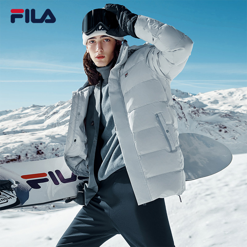 FILA斐乐男子中长羽绒服冬季百搭时尚保暖短款运动连帽羽绒外套,淘宝优惠券,粉丝福利购,淘宝优惠卷