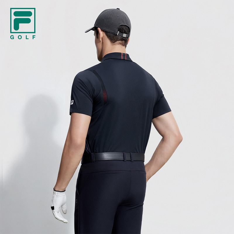 FILA 斐乐官方男子针织短袖POLO衫2023冬新款防晒高尔夫运动上衣 - 图1