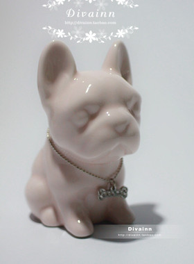 高温陶瓷法国斗牛狗狗可爱风桌摆