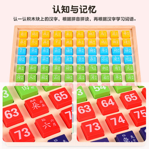 百数板蒙氏数学思维教具认数字积木1到100启蒙早教幼儿童益智玩具 - 图1