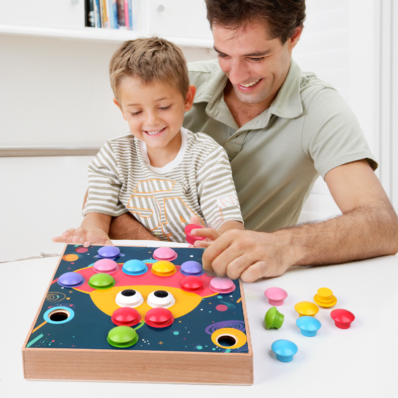 蘑菇钉拼插板幼儿童益智力拼图玩具3一7岁宝宝大颗粒男孩女孩积木 - 图1