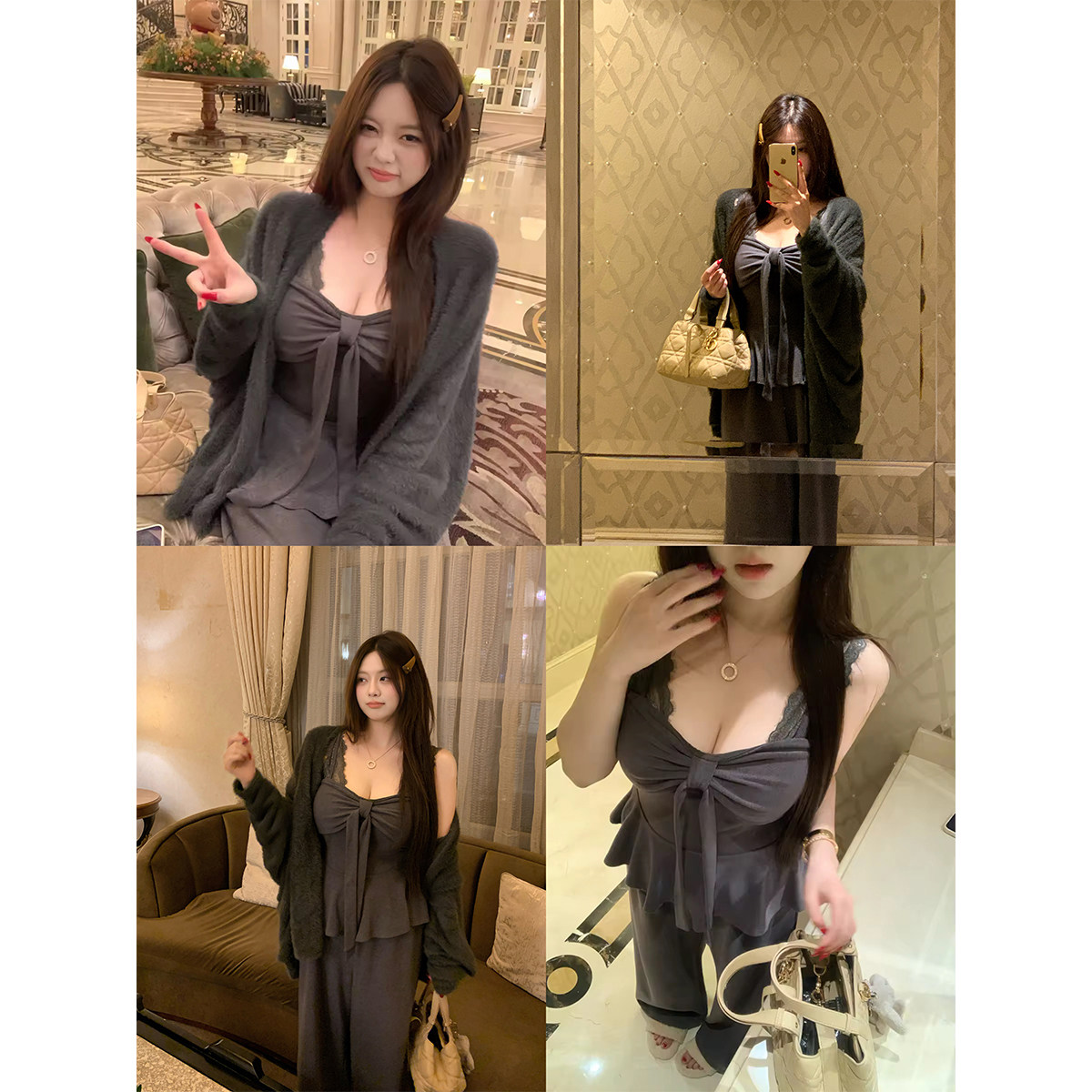 安妮不火 上身ju舒服!高弹仿貂毛开衫套组女微胖大码中长款毛织衫,淘宝优惠券,粉丝福利购,淘宝优惠卷