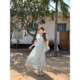 Anne ບໍ່ຮ້ອນແລະມີ brocade lace top ແລະ skirt suit fairy ສໍາລັບແມ່ຍິງທີ່ມີໄຂມັນເລັກນ້ອຍ, ຂະຫນາດໃຫຍ່, ແອວ slimming ແລະ whitening ສອງຊຸດ.