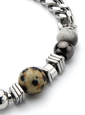 GUUKA潮牌不锈钢绿松石手链男小众设计感 朋克嘻哈情侣手饰女新款