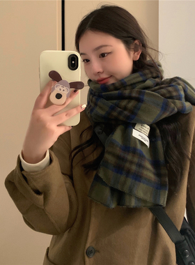 丁走走韩版软糯格子围巾女冬季